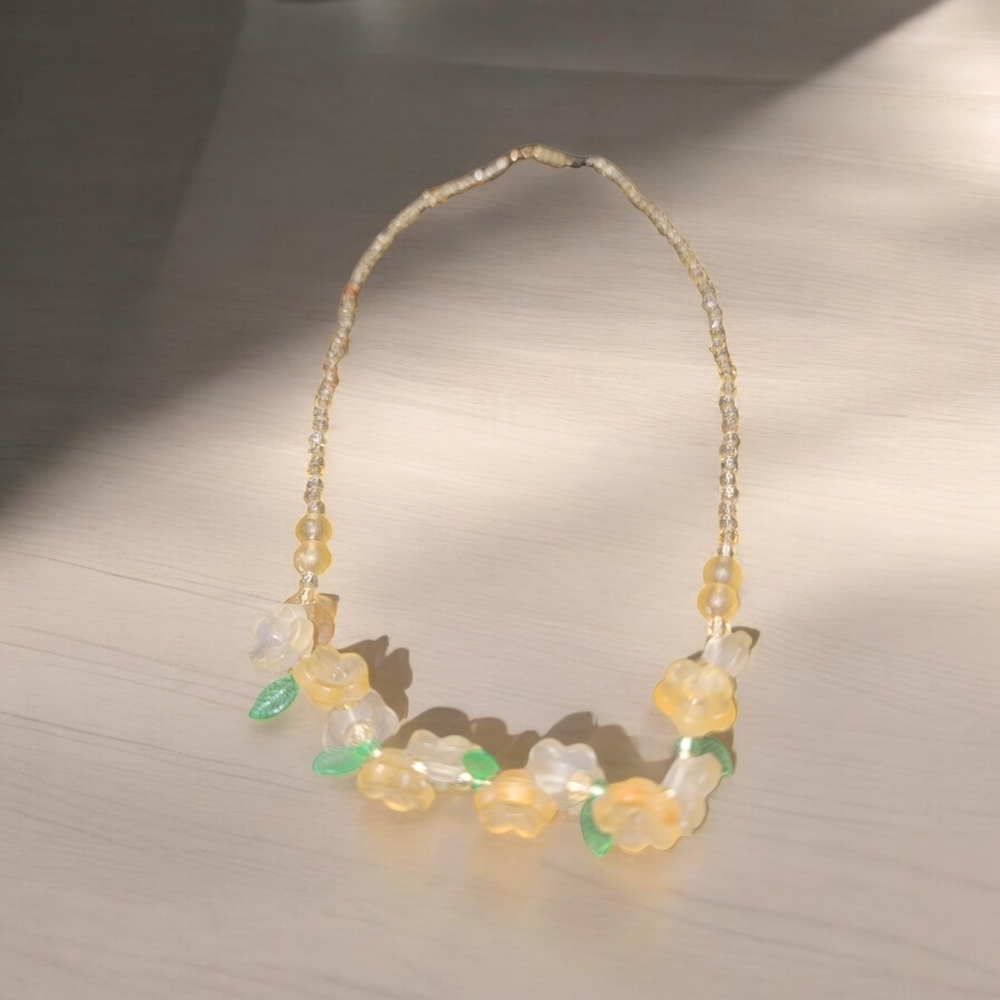 Yellow Corded Floral necklace